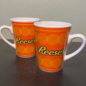 Set of 2 Reese’s Peanut Butter Cup Chocolate Candy Logo Ceramic Mugs